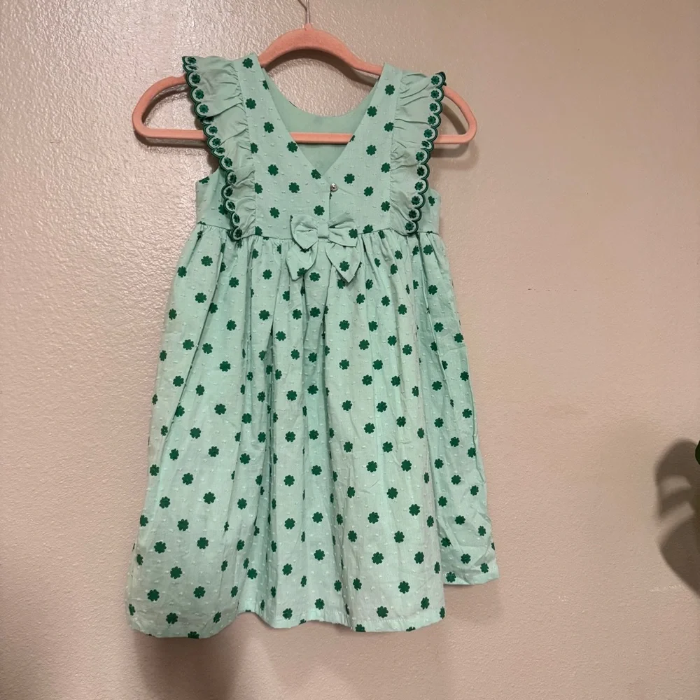 Isaac Mizrahi Light Green Kids Dress with Clovers - Picture 4 of 5